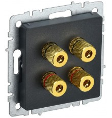 BRITE АудиоРозетка 4-местная РА10-БрЧ черный  BR-S40-K02  IEK