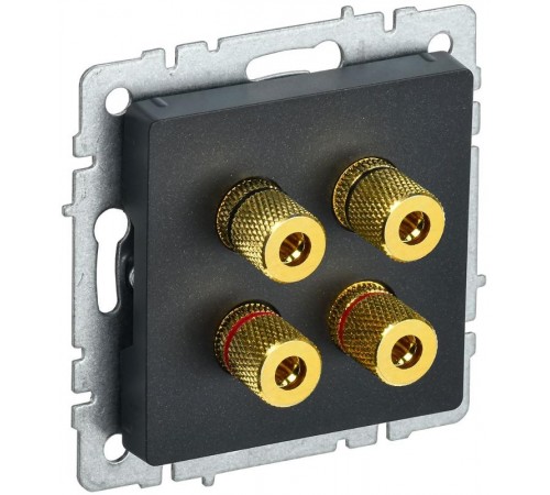 BRITE АудиоРозетка 4-местная РА10-БрЧ черный  BR-S40-K02  IEK