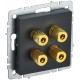 BRITE АудиоРозетка 4-местная РА10-БрЧ черный  BR-S40-K02  IEK