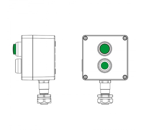 Взрывозащищенный пост управления из алюминия CPE-A-12-(1xP1G(11)-1xLG(250))-1xKAEPM2MHK-20(C)1Ex d e IIC Т5 Gb / Ex tb IIIC T95°CDb IP66  2201.121.22