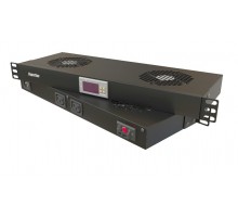 Hyperline TRFA-WB-MICR-2F-RAL9004 Модуль вентиляторный 19", 1U, глубиной 170 мм, с термостатом   506149  Hyperline