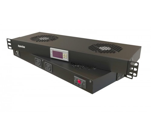 Hyperline TRFA-WB-MICR-2F-RAL9004 Модуль вентиляторный 19", 1U, глубиной 170 мм, с термостатом   506149  Hyperline