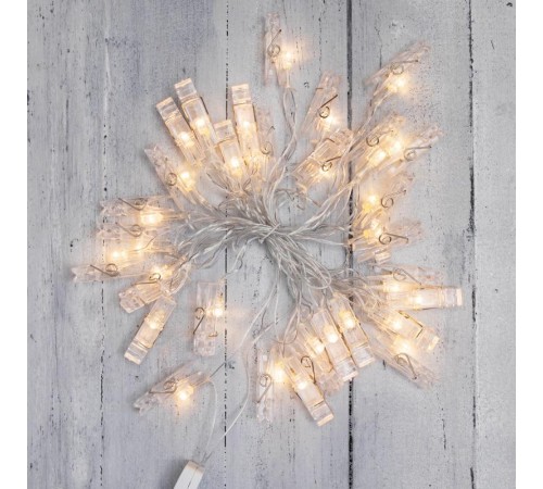 Гирлянда светодиодная Прищепки 30 LED, 5 м, теплый белый цвет свечения  303-032  NEON-NIGHT