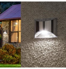 ERAFS024-38 Фасадная подсветка Хром, на солнечной батарее, 4LED, 7lm  Б0044251  ЭРА