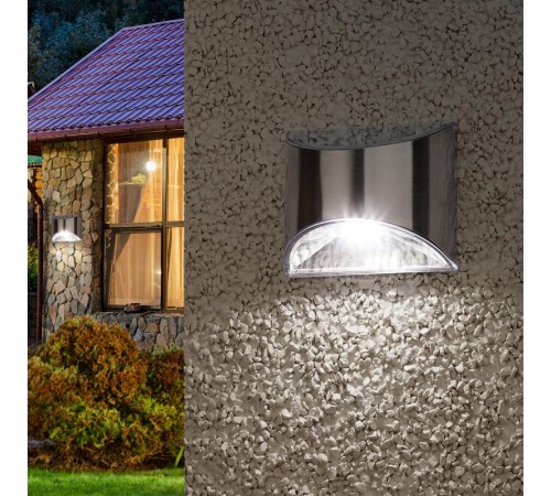 ERAFS024-38 Фасадная подсветка Хром, на солнечной батарее, 4LED, 7lm  Б0044251  ЭРА