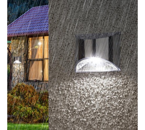 ERAFS024-38 Фасадная подсветка Хром, на солнечной батарее, 4LED, 7lm  Б0044251  ЭРА