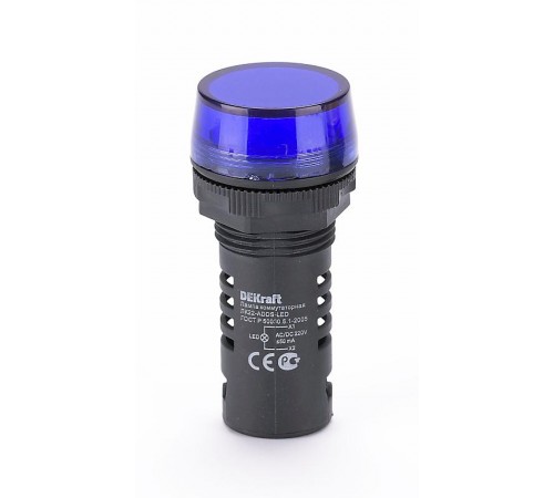 Лампа комм. ADDS 22 мм LED син.220В AC/DC ЛK-22   25122DEK  DEKraft