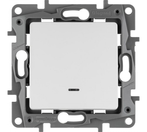 Etika Белый Выключатель 1-клавишный с подсветкой, 10А, винтовые клеммы  672203  Legrand