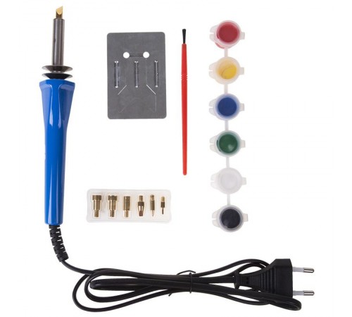 Набор паяльник-выжигатель (6 насадок) 220 V/30 Вт + краски  12-0186  REXANT