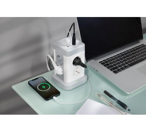 DOMINIC Удлинитель У08K 1,5м 3х1мм2 USB A+C 20Вт сер  DN-YP30-16-08-01-ZKU-K41  IEK