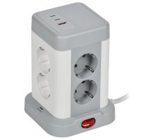 DOMINIC Удлинитель У08K 1,5м 3х1мм2 USB A+C 20Вт сер  DN-YP30-16-08-01-ZKU-K41  IEK