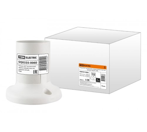 Патрон Е27 потолочный, термостойкий пластик, прямой, белый,  SQ0335-0060  TDM