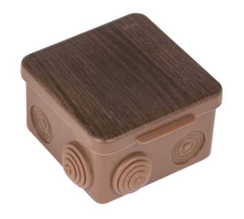 Коробка распределительная КМР-030-014 с крышкой (105х105х50), 8 мембранных вводов тёмное дерево IP54 EKF PROxima  plc-kmr-030-014-t  EKF