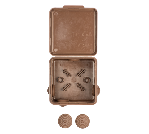 Коробка распределительная КМР-030-031 с крышкой (85х85х50) 7 мембранных вводов тёмное дерево IP54 EKF PROxima  plc-kmr-030-031-t  EKF