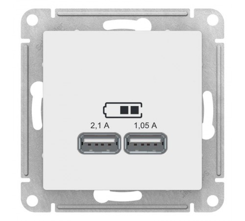AtlasDesign Лотос USB Розетка A+A, 5В/2,1 А, 2х5В/1,05 А, механизм  ATN001333  SE