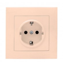 Валенсия розетка 1-местная с/з 16А кремовая с защ. штор. EKF PROxima   EWR16-028-20   EKF