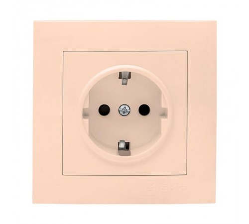 Валенсия розетка 1-местная с/з 16А кремовая с защ. штор. EKF PROxima   EWR16-028-20   EKF