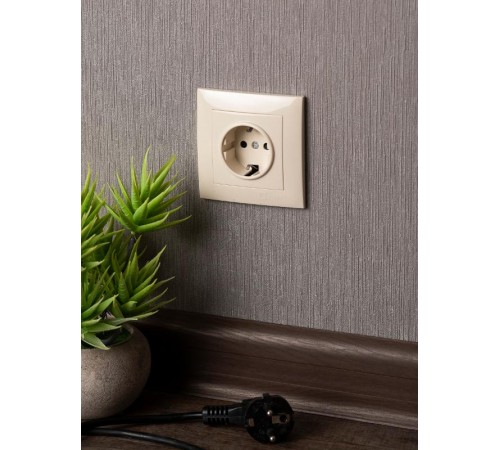 Валенсия розетка 1-местная с/з 16А кремовая с защ. штор. EKF PROxima   EWR16-028-20   EKF