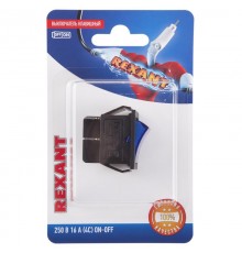 Выключатель клавишный 250V 16А (4с) ON-OFF синий с подсветкой (RWB-502, SC-767, IRS-201-1) (в упак. 1шт.)  06-0306-B  REXANT