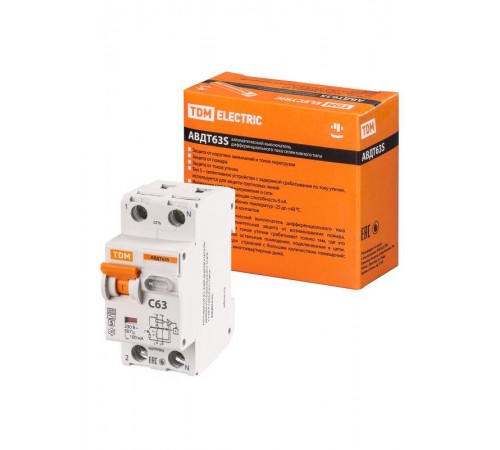 Выключатель автоматический дифференциального тока АВДТ 32 C63 100мА  SQ0202-0035  TDM
