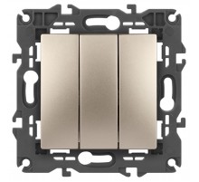 14-1107-04 Выключатель 3-клавишный, 10АХ-250В, IP20, Эра Elegance, шампань  Б0034253  ЭРА
