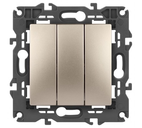 14-1107-04 Выключатель 3-клавишный, 10АХ-250В, IP20, Эра Elegance, шампань  Б0034253  ЭРА