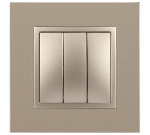 14-1107-04 Выключатель 3-клавишный, 10АХ-250В, IP20, Эра Elegance, шампань  Б0034253  ЭРА