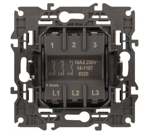 14-1107-04 Выключатель 3-клавишный, 10АХ-250В, IP20, Эра Elegance, шампань  Б0034253  ЭРА