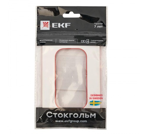 Стокгольм Рамка для розетки 2-местная белая с линией цвета красный PROxima  EYM-G-304-20  EKF