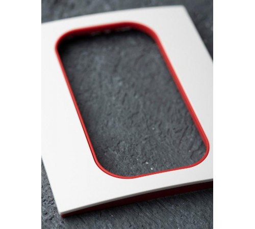 Стокгольм Рамка для розетки 2-местная белая с линией цвета красный PROxima  EYM-G-304-20  EKF