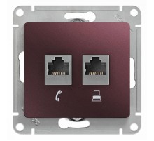 Glossa Баклажановый Розетка 2-ая RJ11+RJ45, кат.5E  GSL001185  SE
