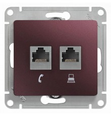 Glossa Баклажановый Розетка 2-ая RJ11+RJ45, кат.5E  GSL001185  SE