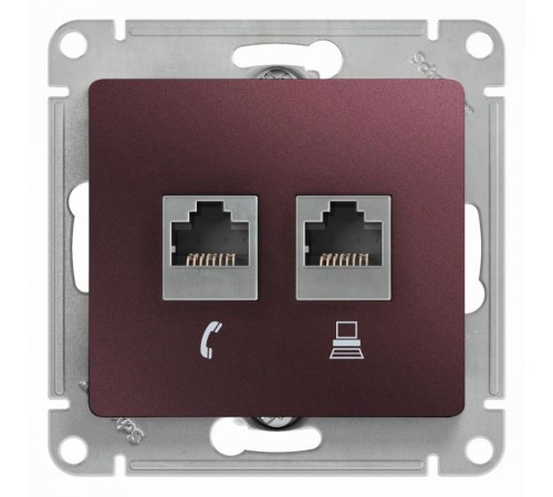 Glossa Баклажановый Розетка 2-ая RJ11+RJ45, кат.5E  GSL001185  SE