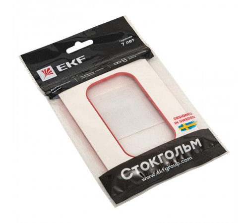 Стокгольм Рамка для розетки 2-местная белая с линией цвета красный PROxima  EYM-G-304-20  EKF