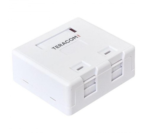 Корпус настенной розетки TERACOM PRO на 2 модуля Keystone со шторками и маркерами белый  TRP-EBOX-2KSTN-WH  EKF