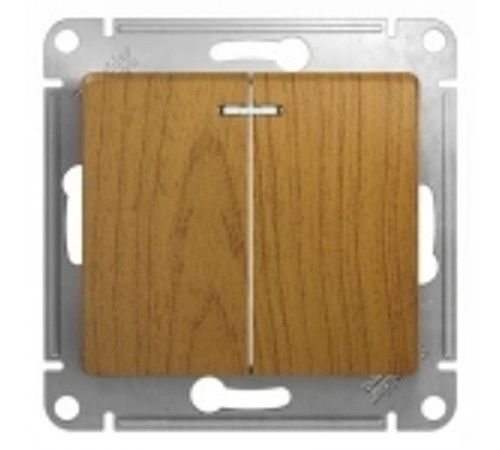 Glossa Дерево Дуб Выключатель 2-клавишный с подсветкой, сх.5а  GSL000553  SE