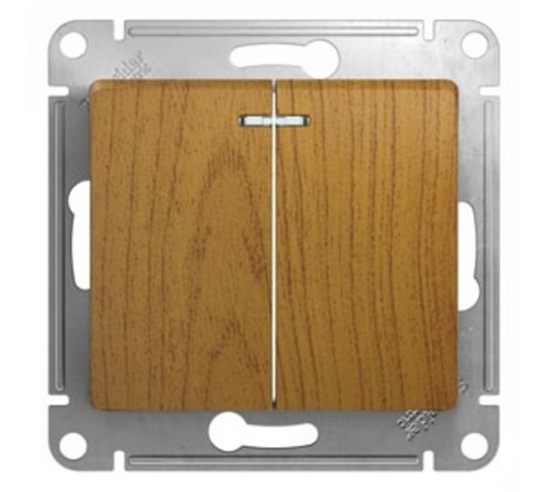 Glossa Дерево Дуб Выключатель 2-клавишный с подсветкой, сх.5а  GSL000553  SE