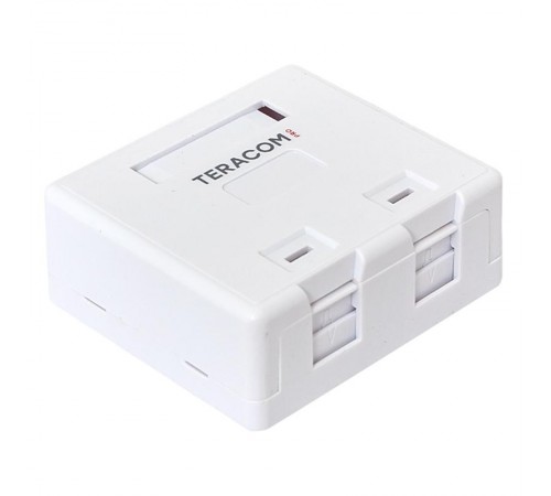 Корпус настенной розетки TERACOM PRO на 2 модуля Keystone со шторками и маркерами белый  TRP-EBOX-2KSTN-WH  EKF