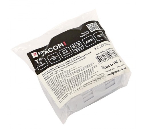 Корпус настенной розетки TERACOM PRO на 2 модуля Keystone со шторками и маркерами белый  TRP-EBOX-2KSTN-WH  EKF