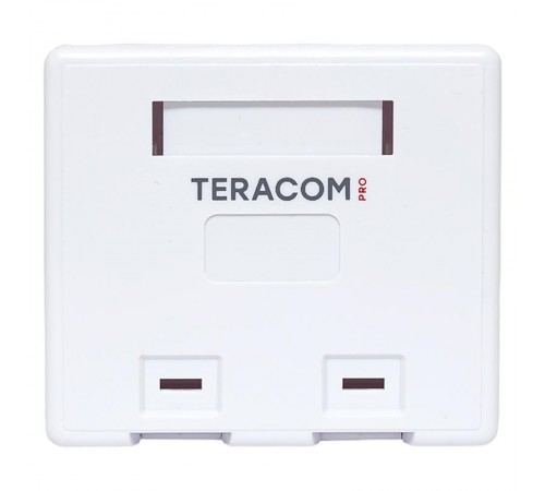 Корпус настенной розетки TERACOM PRO на 2 модуля Keystone со шторками и маркерами белый  TRP-EBOX-2KSTN-WH  EKF