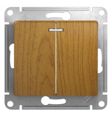 Glossa Дерево Дуб Выключатель 2-клавишный с подсветкой, сх.5а  GSL000553  SE