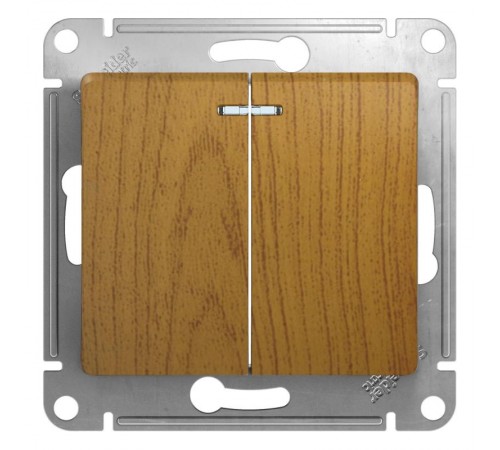 Glossa Дерево Дуб Выключатель 2-клавишный с подсветкой, сх.5а  GSL000553  SE