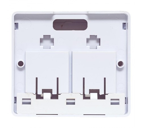 Корпус настенной розетки TERACOM PRO на 2 модуля Keystone со шторками и маркерами белый  TRP-EBOX-2KSTN-WH  EKF