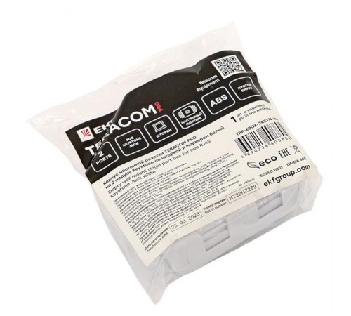 Корпус настенной розетки TERACOM PRO на 2 модуля Keystone со шторками и маркерами белый  TRP-EBOX-2KSTN-WH  EKF