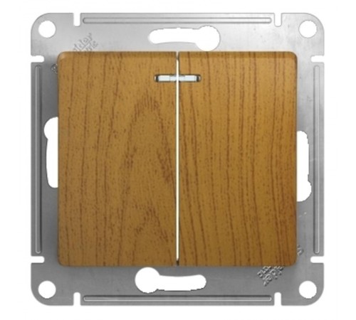 Glossa Дерево Дуб Выключатель 2-клавишный с подсветкой, сх.5а  GSL000553  SE