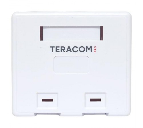 Корпус настенной розетки TERACOM PRO на 2 модуля Keystone со шторками и маркерами белый  TRP-EBOX-2KSTN-WH  EKF