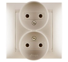 Simon 15 Шампань Розетка двойная б/з, 16А 250В, винт. зажим  1590457-034  Simon