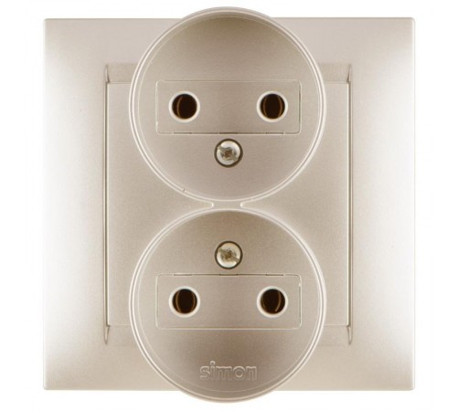 Simon 15 Шампань Розетка двойная б/з, 16А 250В, винт. зажим  1590457-034  Simon