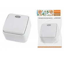 Выключатель 1-кл. открытой установки с подсветкой IP20 10А, белый "Дача" Народная  SQ1824-0005  TDM