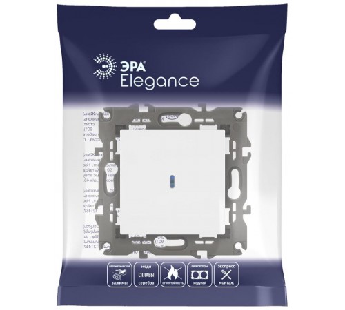 Выключатель Elegance 14-1102-01М с подсветкой, 10АХ-250В, белый матовый  Б0065783  ЭРА